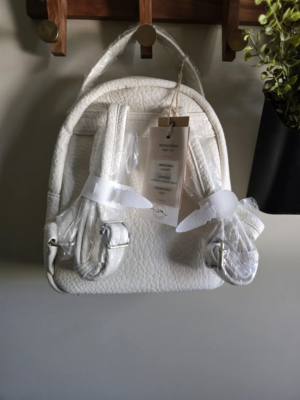 🔥 🍓 Ampere Creations White Vegan Leather Mini Backpack - Classic Women's Bag
